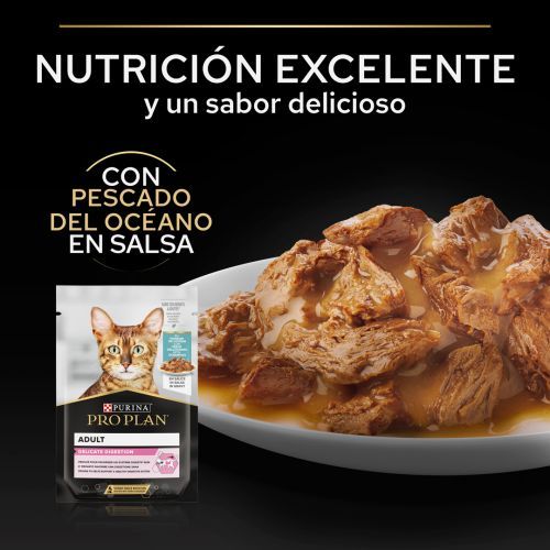PURINA® PRO PLAN® Gato Adulto Delicate Digestion con Pescado del Océnao en salsa 10x85g - Imagen 3