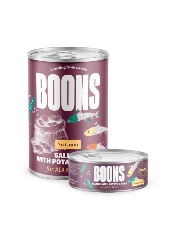 BOONS Wet Dog-Salmon, Patatas & Guisantes - Adulto 185gr Rojo