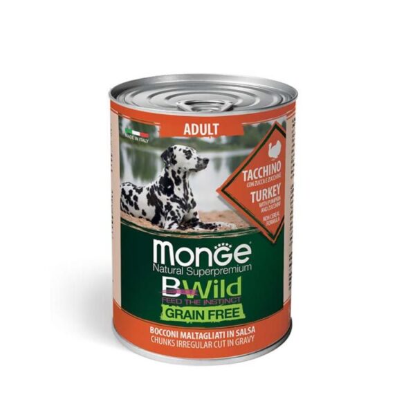 MONGE DOG HUM. BWIL AD. PAVO G.FREE 400gr
