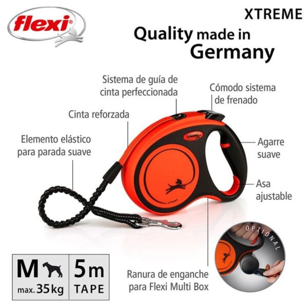 FLEXI XTREME,M,CINTA 5m, HAST 35KG, NARANJA - Imagen 3