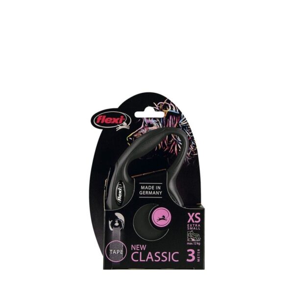 FLEXI CLASSIC, XS, CINTA, 3m, HASTA 12Kg NEGRO