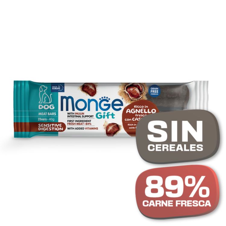 Monge Gift Perro – Meat bar digestión sensible para perro adulto con cordero y castaña – 40gr - Imagen 2