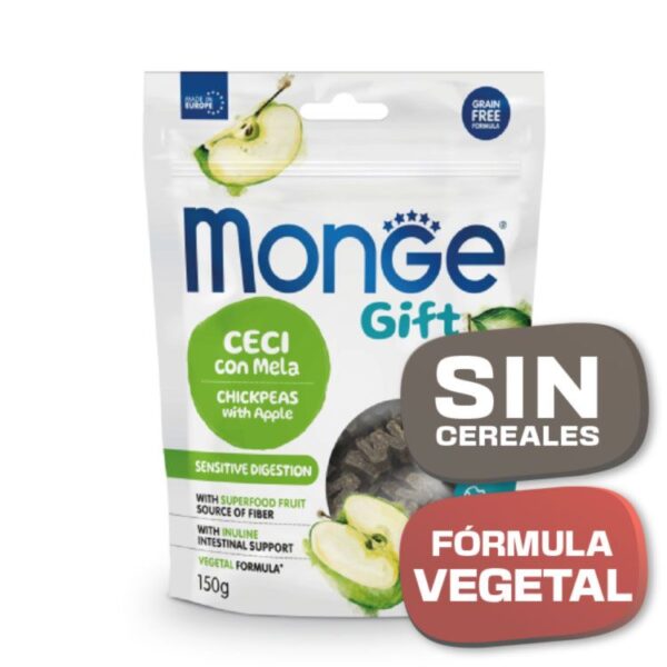 Monge Gift Perro – Snack digestivo sensible para perro adulto con garbanzos y manzana – 150gr - Imagen 2