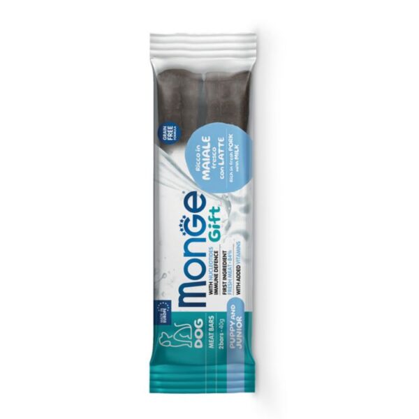 Monge Gift Perro – Meat bar para cachorro y júnior de cerdo con leche – 40gr