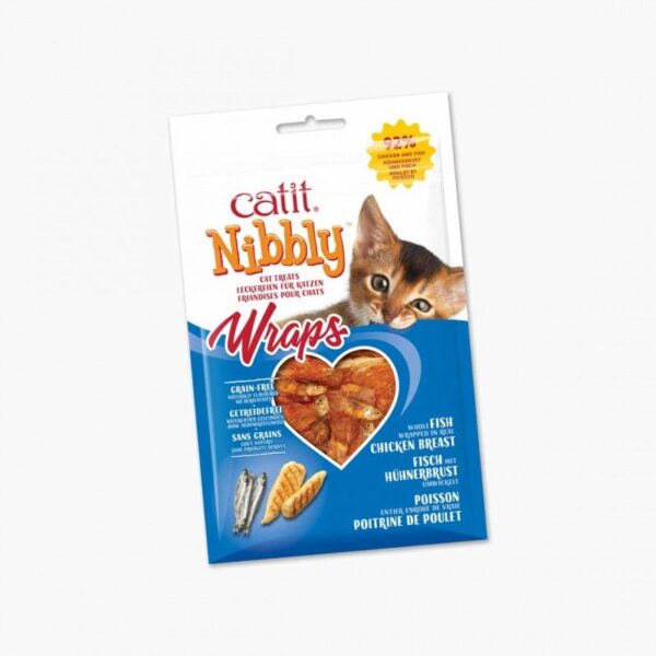 Catit Nibbly Wraps, Pollo & Pescado, 30g