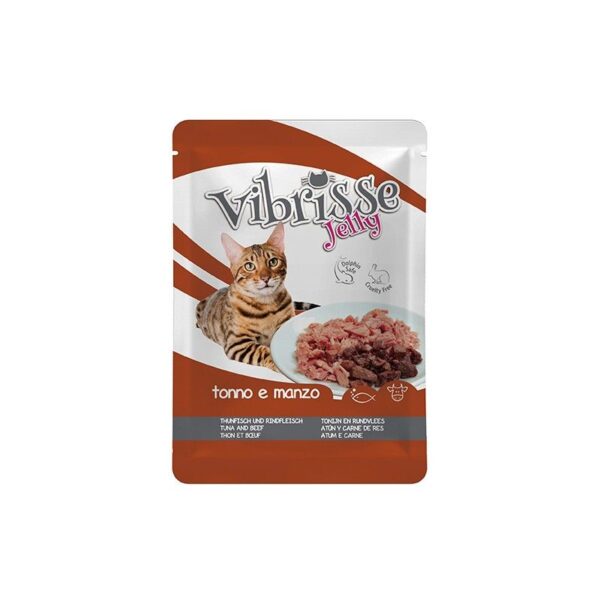 VIBRISSE CAT POUCH ATUN Y TERNERA EN GELATINA 70gr