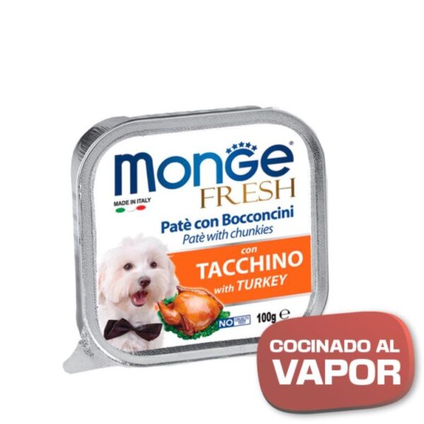MONGE DOG HUM. FRESH PATÉ PAVO 100GR - Imagen 2