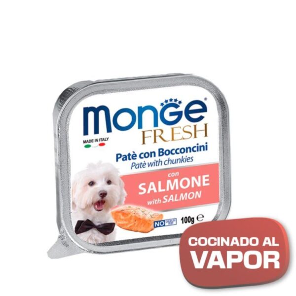 MONGE DOG HUM. FRESH PATÉ SALMON 100GR - Imagen 2