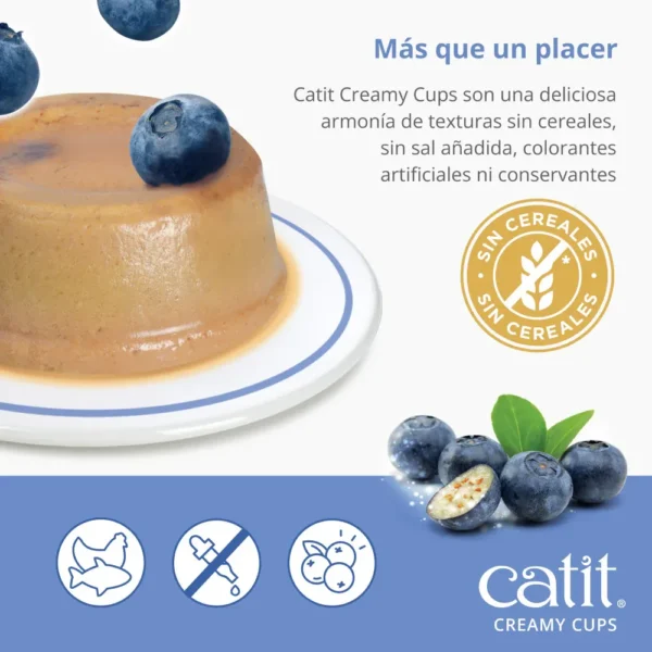 Catit Creamy Cups Mousse para Gatos Atún, Pollo y Arándano 4 x 25gr - Imagen 2