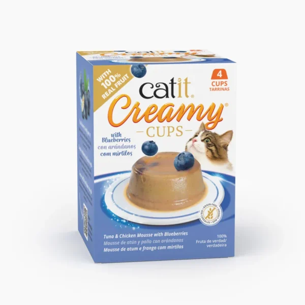 Catit Creamy Cups Mousse para Gatos Atún, Pollo y Arándano 4 x 25gr - Imagen 3