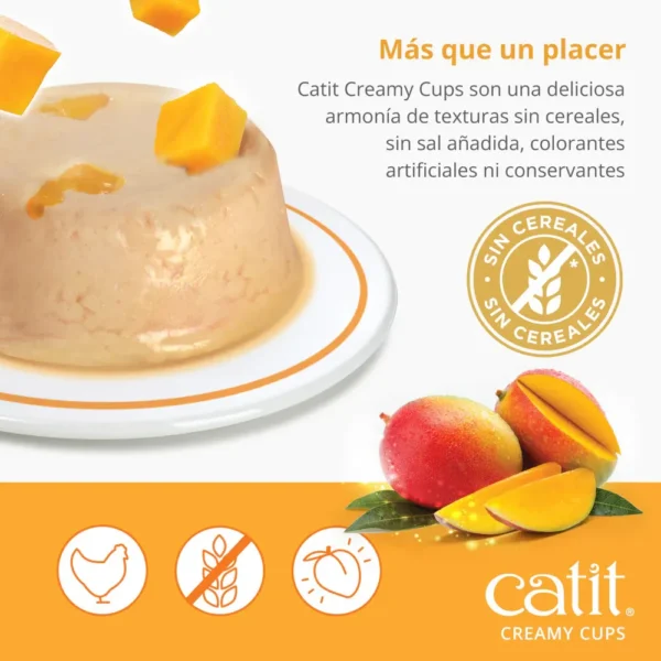 Catit Creamy Cups Mousse para Gatos Pollo Con Mango 4 x 25gr - Imagen 2