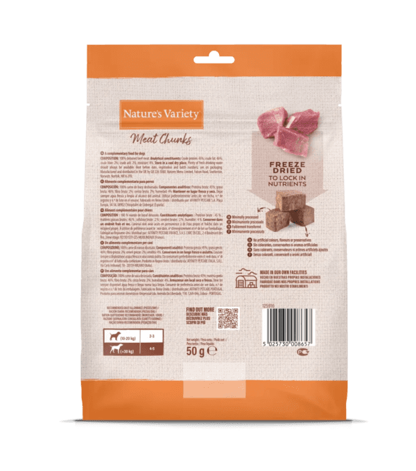 NATURE´S VARIETY MEAT CHUNKS BUEY 50gr - Imagen 2