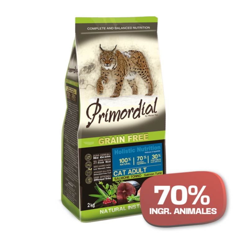 PRIMORDIAL GATO ADULTO GF CON SALMÓN Y ATÚN 2kg - Imagen 3
