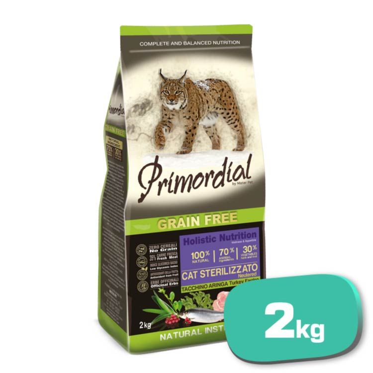 PRIMORDIAL GATO ADULTO ESTERILIZADO GF CON PAVO Y ARENQUE 2kg - Imagen 3