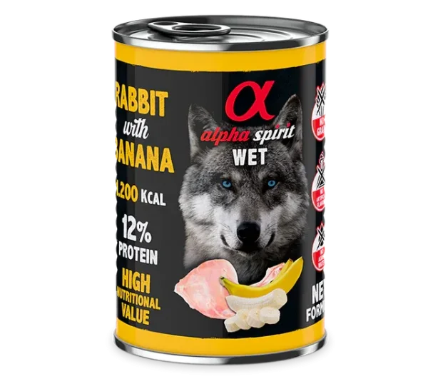 ALPHA SPIRIT ALIMENTO HÚMEDO DE CONEJO CON PLÁTANO 400gr