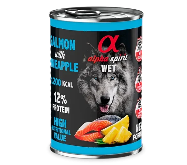 ALPHA SPIRIT ALIMENTO HÚMEDO DE SALMÓN CON PIÑA 400gr