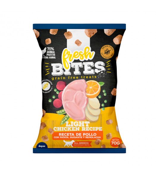 Fresh bites grain free snacks Light chicken recipe para perros 70 gr