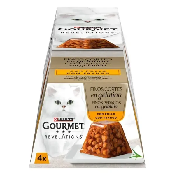 PURINA® GOURMET® Revelations  Finos Cortes con Pollo en Gelatina 4x57gr - Imagen 2