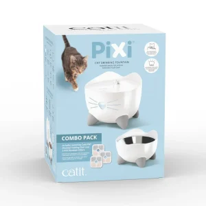 Combo de fuente y comedero para gatos Catit PIXI BLANCO