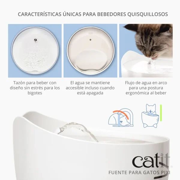 Combo de fuente y comedero para gatos Catit PIXI BLANCO - Imagen 7