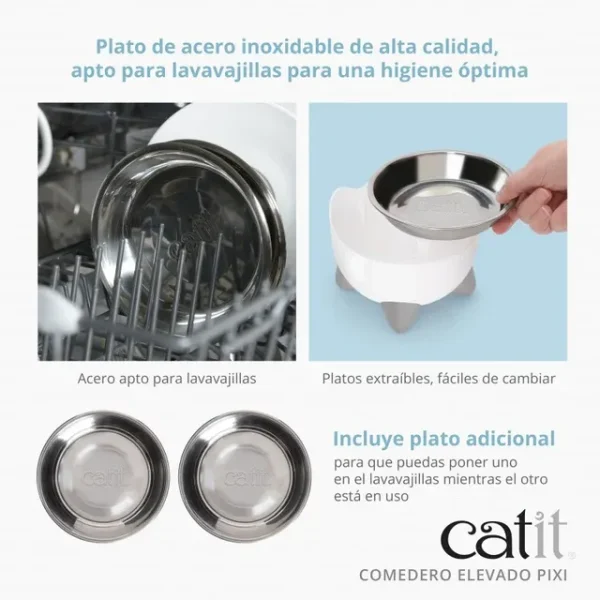 Combo de fuente y comedero para gatos Catit PIXI AZUL - Imagen 10