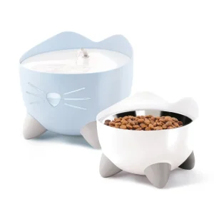 Combo de fuente y comedero para gatos Catit PIXI AZUL
