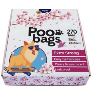 Sakura Poo Bags aroma flor de cereza 18*15 gruesas biodegradables (270 Bolsas) (Con asas)