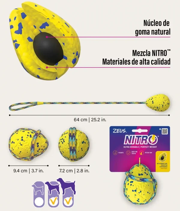 Zeus Nitro Pelota con Cuerda ligera y resistente con núcleo de goma - Imagen 6