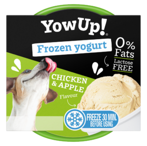 YOGUR HELADO PARA PERRO CON SABOR A POLLO Y MANZANA 110gr