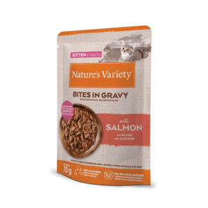 NATURE´S VARIETY BOCADITOS EN SALSA DE GATITO CON SALMÓN 70gr