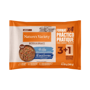 NATURE´S VARIETY Bocados en salsa con bacalao o pez de mar 4x70gr 3+1 GRATIS