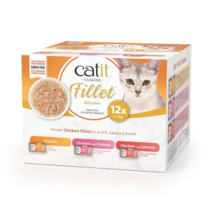 Carne desmenuzada Pollo para gatos Catit Cuisine Fillet - Pack variado de 12
