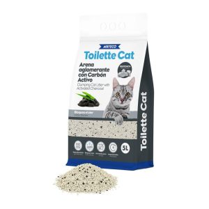TOILETTE CAT ARENA AGLOMERANTE BENTONITA CON CARBON ACTIVO 5lts
