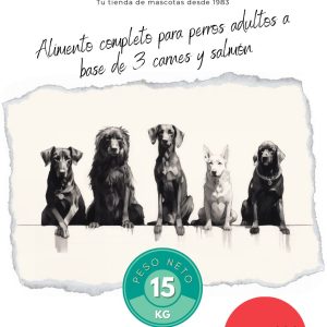 ALIMENTO COMPLETO PARA PERROS ADULTOS 15kg Carnes y Salmón