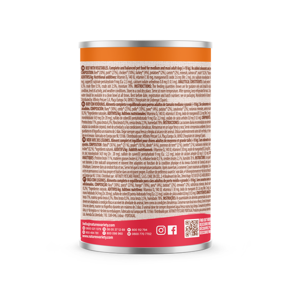 NATURE´S VARIETY DOG PATÉ DE CARNE DE RES PARA ADULTOS MEDIANO/MAXI 400gr - Imagen 2
