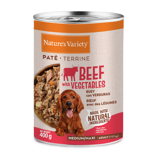 NATURE´S VARIETY DOG PATÉ DE CARNE DE RES PARA ADULTOS MEDIANO/MAXI 400gr