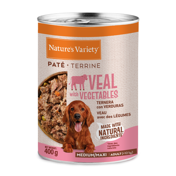 NATURE´S VARIETY DOG PATÉ DE TERNERA MEDIANO/MAXI PARA ADULTOS 400gr