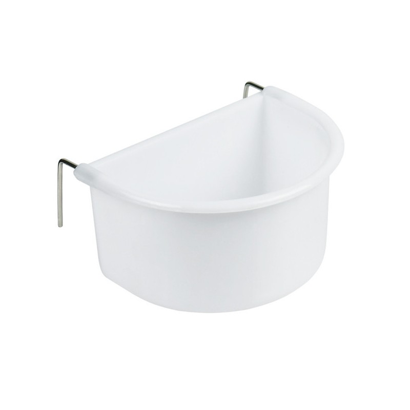 Comedero blanco con gancho en metal 7cm